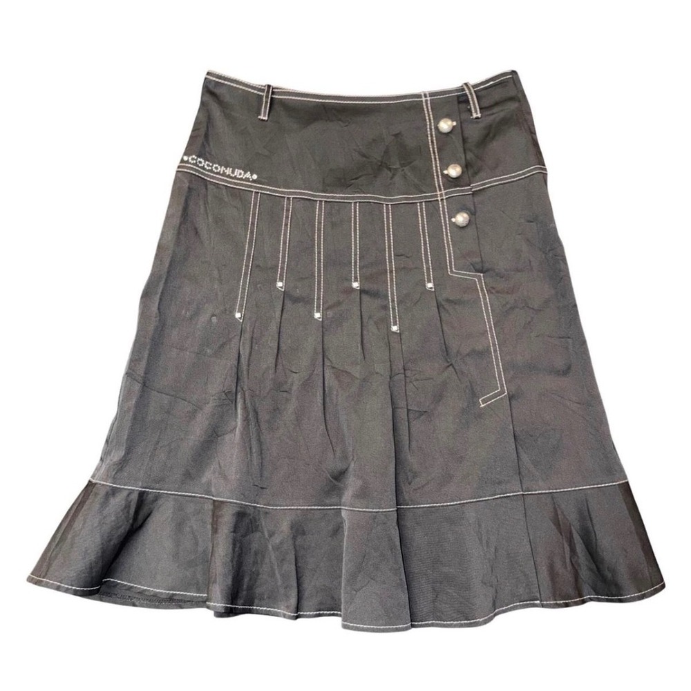 Coconuda Midi Skirt Womens 42 Medium Black Good Y2K Rhinestone Contrast Stitch